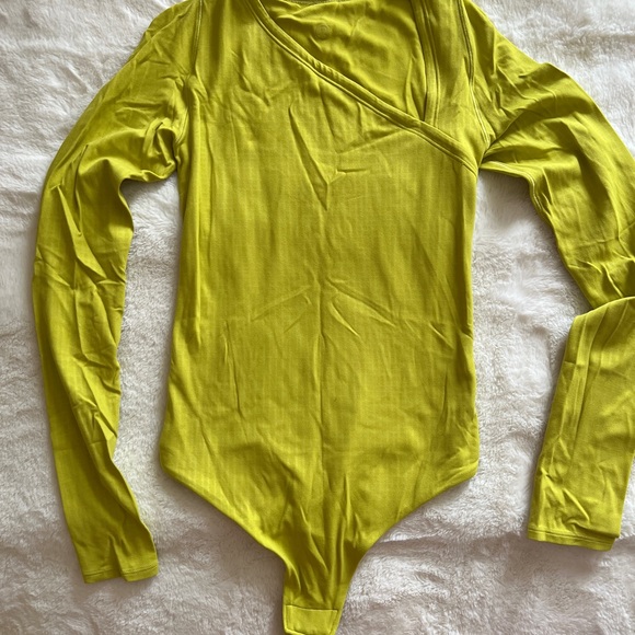 lululemon athletica Tops - Lululemon lab Asymmetrical Long Sleeve Bodysuit. Yellow Serpentine.